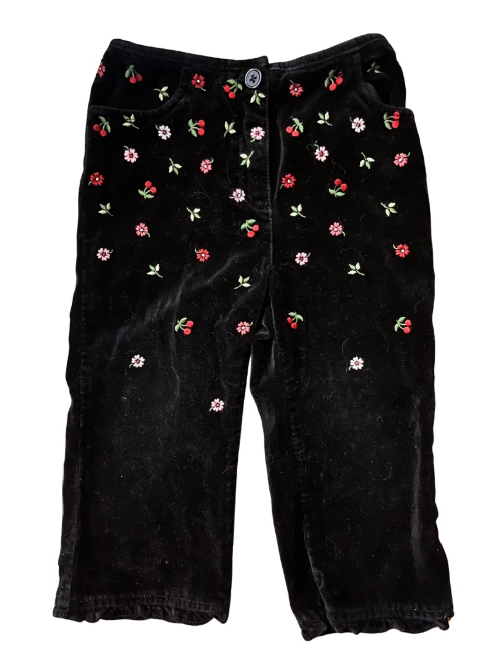 Vintage Gymboree Y2K Embroidered Velvet Pants Girls 2T Floral Holiday Magic 2002